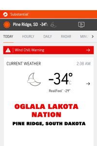 Oglala Lakota Nation - Wind Chill Warning